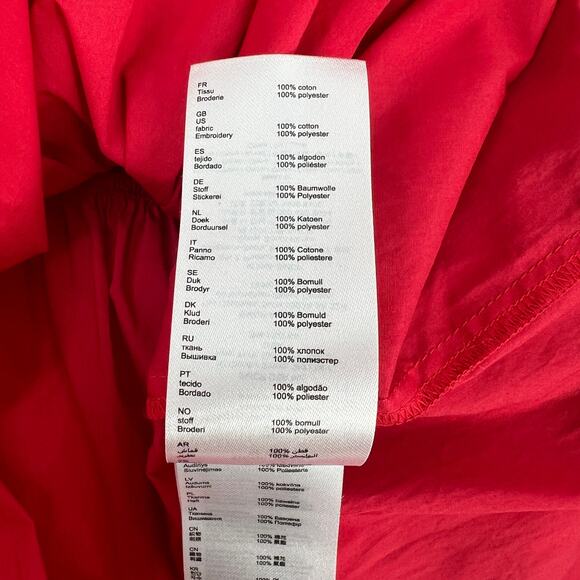 Maje Off-Shoulder Smocked Blouse Red Blue Embroidered Size Medium - Picture 5 of 6